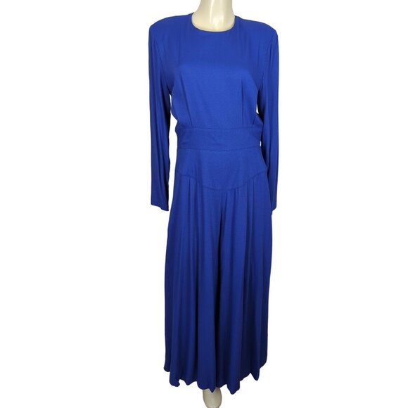 BARBOGLIO cristina jan Size 12 Vintage Long Sleeve Palazzo Pants Blue Jumpsuit‎ - Picture 2 of 16